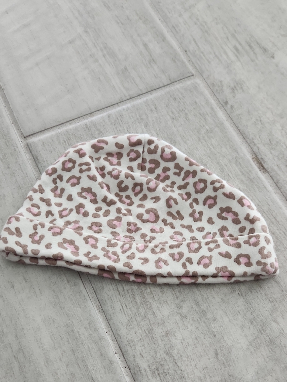 Kids Leopard Print Beanie Hat - Pink & Brown